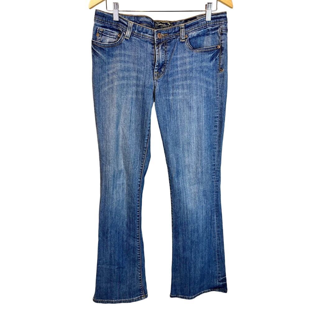 Seven7 Flare Mid Rise Jeans Womens 14 Medium Wash Stretch Denim Y2K